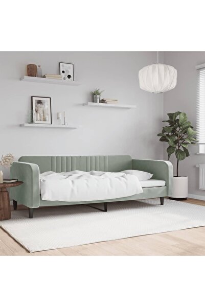 Concept Σκελετός κρεβατιού, ανοιχτό γκρι, 90x190 εκ., Βελούδο