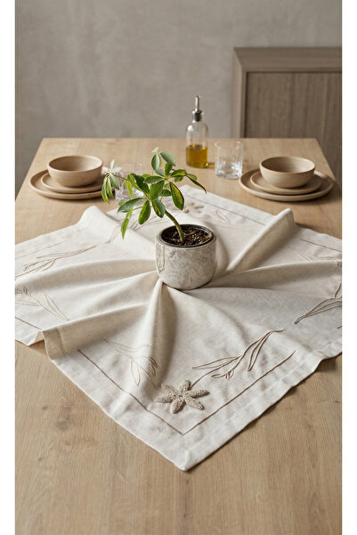 BUGİ HOME COLLECTİON Kitchen Tablecloth Table Runner Natural Linen Dowry Gift...