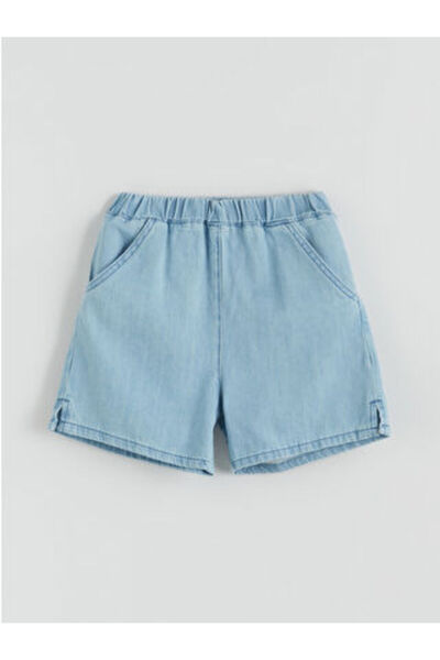 LC Waikiki M1 Sezon Blue Elastic Waist Girls' Jean Shorts