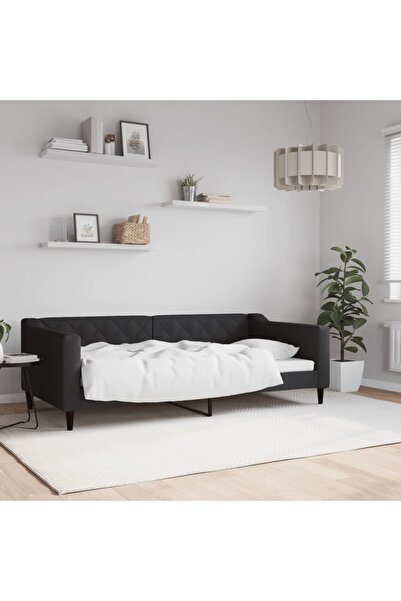 Concept Cadru de pat, negru, 90x190 cm, material textil