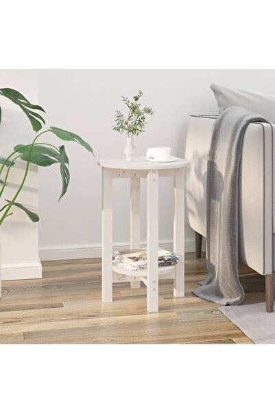 Concept Τραπεζάκι σαλονιού, λευκό, Ø 40x60 cm, μασίφ ξύλο πεύκου