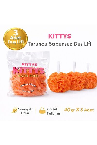 Kitty's KITTYS 3 قطع من ليفة الاستحمام البرتقالية الخالية من الصابون 40 جرام،...