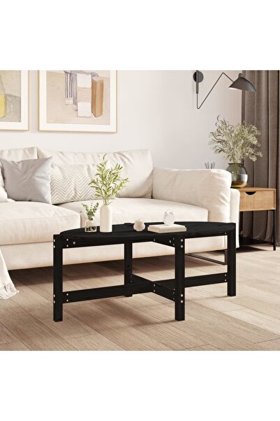 Concept Τραπεζάκι σαλονιού, μαύρο, 118x63x45 cm, μασίφ ξύλο πεύκου