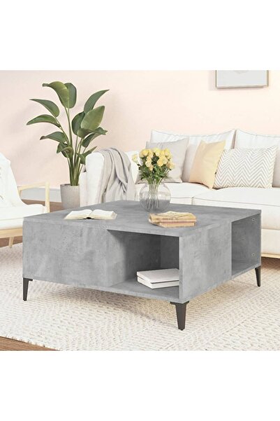 Concept Τραπεζάκι σαλονιού, γκρι σκυροδέματος, 80x80x36,5 εκ., επεξεργασμένο ...