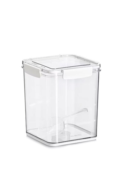 zeller Food Container with Spoon, Plastic, 18x18x20 cm, 4.2 L, Transparent