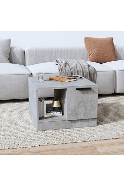 Concept Τραπεζάκι σαλονιού, γκρι σκυροδέματος, 50x50x36 εκ., επεξεργασμένο ξύλο