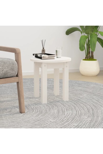 Concept Masă de cafea, albă, Ø 35x35 cm, lemn masiv de pin