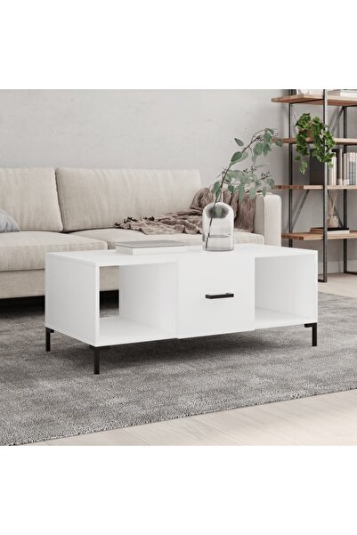Concept Masă de cafea, albă, 102x50x40 cm, lemn compozit