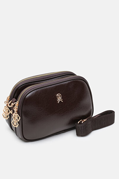 Cochines Women's Brown Klasya Leather 3-Compartment Column Strap Daily Stylis...