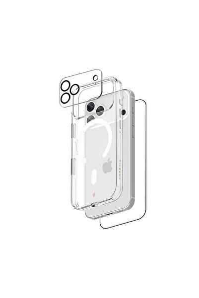 SMARTIX جراب مغناطيسي شفاف لهاتف iPhone 17 Pro + زجاج + زجاج شفاف للكاميرا