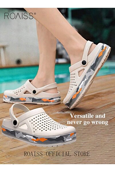 ROAISS Men Breathable Sandals Anti-Slip Water Shoes Outdoor Beach Shower Slip...