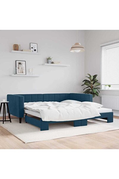 Concept Κρεβάτι ημέρας με προέκταση, μπλε, 100x200 cm, Βελούδο