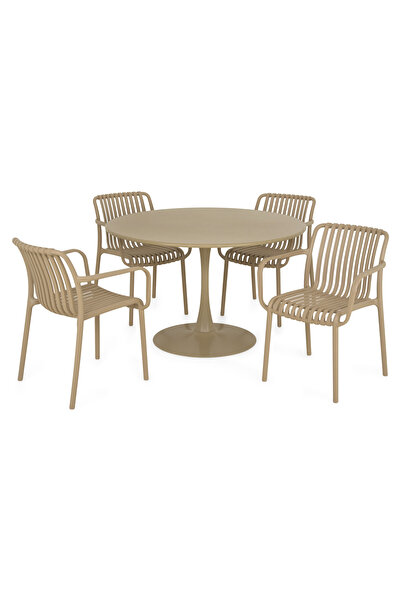 Maison Mex Garden/terrace furniture set 4 chairs and table PLEZURO/ALPINE, beige