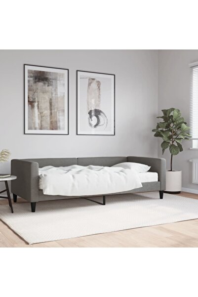 Concept Κρεβάτι ημέρας με στρώμα, σκούρο γκρι, 90x200 cm, ύφασμα