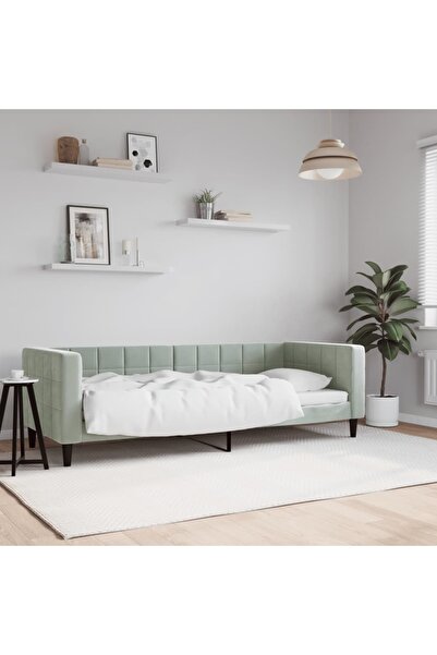 Concept Cadru de pat, gri deschis, 80x200 cm, catifea