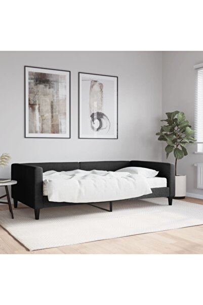 Concept Κρεβάτι ημέρας με στρώμα, μαύρο, 100x200 cm, ύφασμα