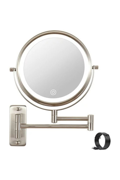 SAFA مرآة حائط دائرية مزودة بإضاءة LED - مرآة عادية + مرآة مكبرة 20 سم / 119897