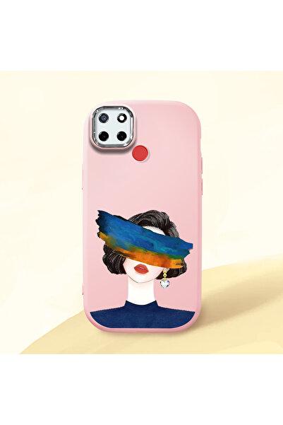 Hontinga حافظة هاتف من السيليكون الناعم باللون الوردي متوافقة مع كاميرا Realm...