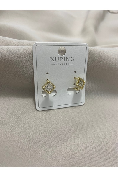 LuxeVibe Çelik Takı Xuping Women's Square Earrings – Tarnish-Resistant, Minimalist, Water-Resistant , Xp, Jewelry Model