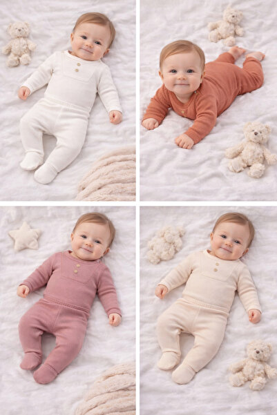 Ozz Baby طقم ملابس للأطفال حديثي الولادة من 0-3 أشهر و3-6 أشهر مع قفازات وأحذ...