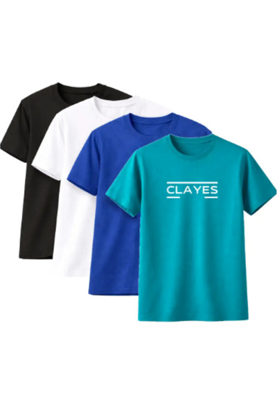 Sweetline Unisex tricou supradimensionat CLAYES cu imprimeu – Pachet de 4 Neg...