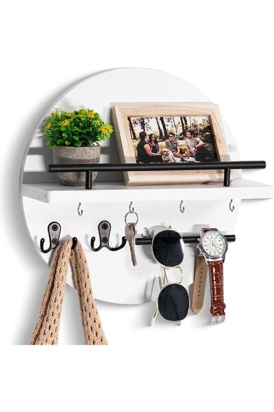 Arabest White Key Holder for Wall,Decorative Mutifunctional Wall Mount Organi...