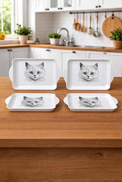 Zucci Home Kedi Patterned Mini Presentation Tray Set - 4-Piece |   Decorative...
