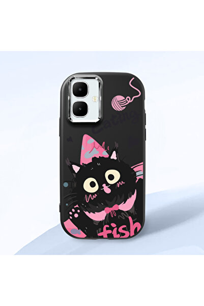 Hontinga حافظة هاتف من السيليكون الناعم باللون الأسود متوافقة مع كاميرا Infin...