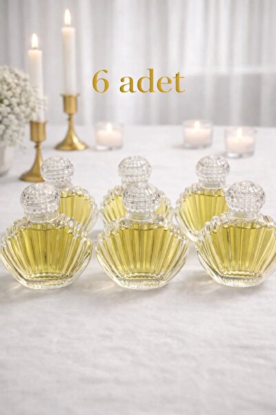 Porselen Diyarı 6 ADET Cam İstiridye Kolonya Şişesi Süssüz ,Düğün,Nikah, Söz ...