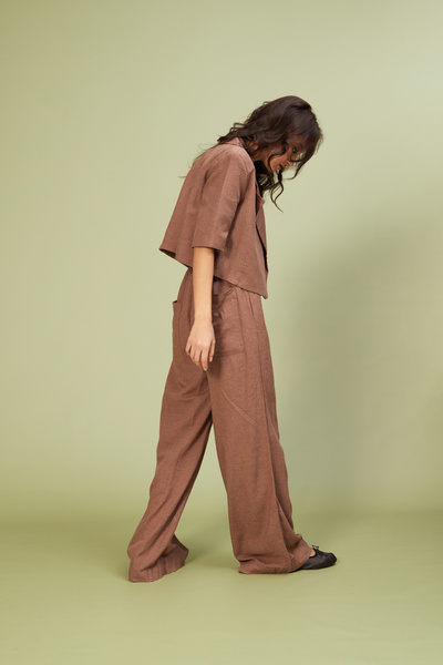 Nisan Lace-Up Linen Mixed Pants