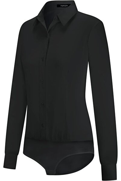 Tapata Women's Body Blouse with Buttons and Long Sleeves, Plain Shirt for Off...