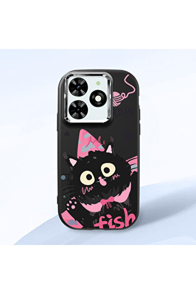 Hontinga حافظة هاتف من السيليكون الناعم باللون الأسود متوافقة مع كاميرا Infin...