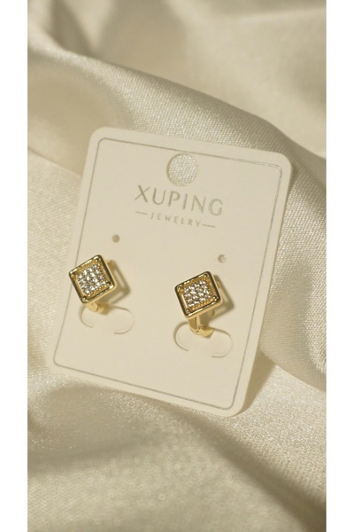 LuxeVibe Çelik Takı أقراط نسائية مربعة من Xuping – مقاومة للصدأ، بسيطة، مقاوم...