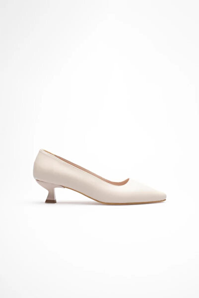 Belinora Beige Women's Daily Short Heeled Stiletto Shoes Tr20Ms03B