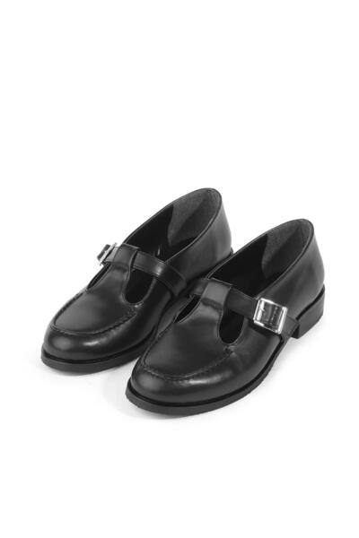 Mio Gusto Pantofi de damă Cameron Black Color T Banded Moccasin