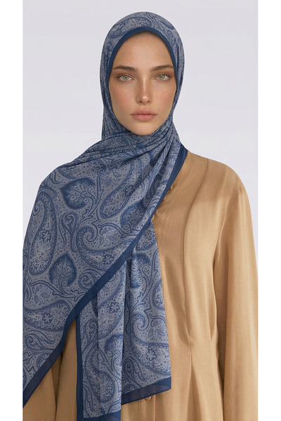 Karaca Бавовняний шарф з сапфіровим візерунком - синій / білий