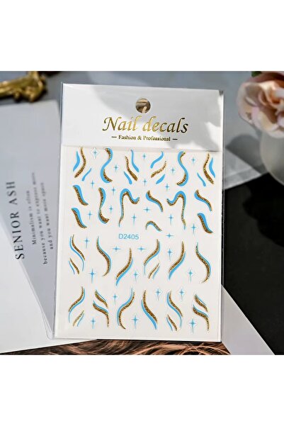 delis Marquise nail stickers, STICKER57, Blue/Gold