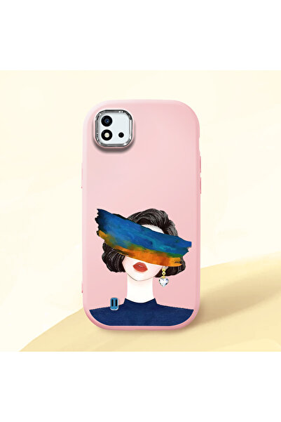 Hontinga حافظة هاتف من السيليكون الناعم باللون الوردي متوافقة مع كاميرا Realm...