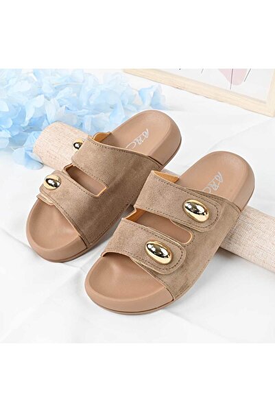 Tmall Women's Casual Slippers, Made of ecological suede, PD1092,Khaki