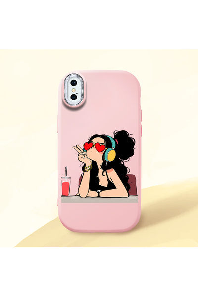 Hontinga iPhone XS Compatible Camera Protected Pink Soft Silicone Phone Case ...