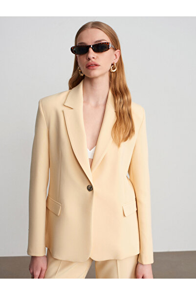 Dilvin 60796 Fitted Blazer Jacket-Yellow