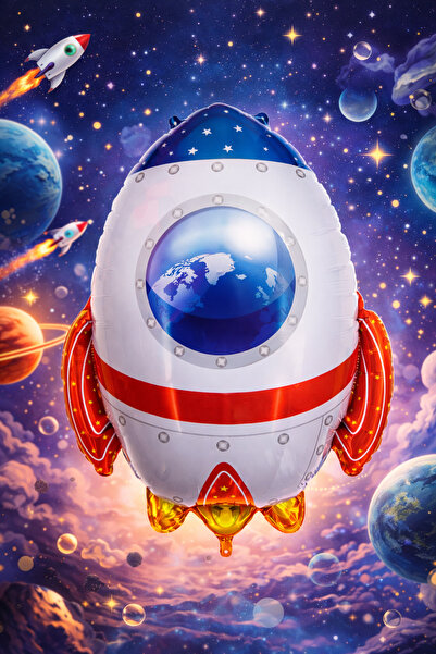 Happyewent Space Rocket Foil Balloon – Space Themed Party Balloon
