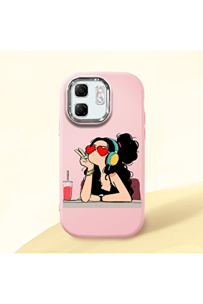 Hontinga حافظة هاتف من السيليكون الناعم باللون الوردي متوافقة مع كاميرا Infin...