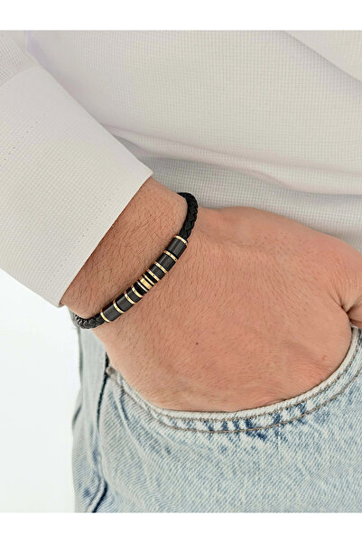 FERRO Yellow Steel Leather Men's Bracelet Frj10191B-B2 2-Year Warranty Gift B...