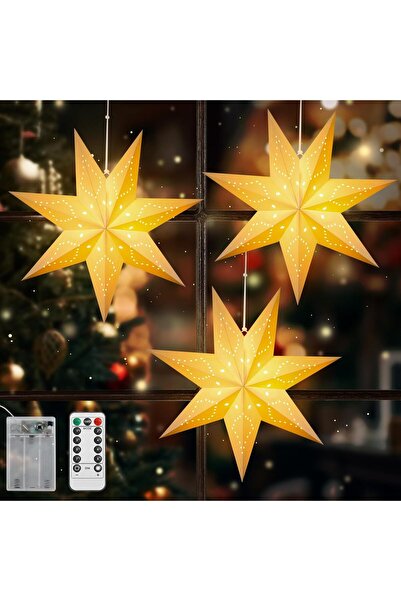 LEWONDR Felinar de Crăciun cu stea de hârtie, set de 3