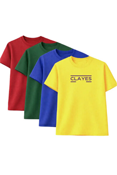 CLAYES Pachet de 4 tricouri unisex supradimensionate cu imprimeu – Roșu, Verd...