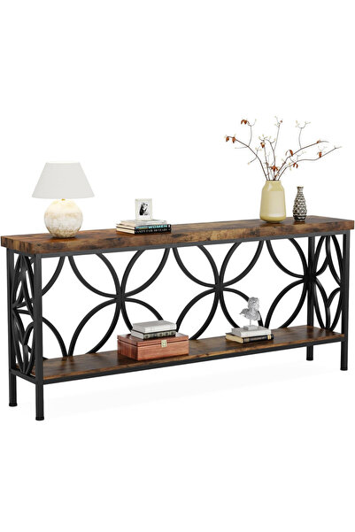 KEKE طاولة جانبية مزودة بأرفف تخزين، طاولة كونسول طويلة وضيقة للمدخل، غرفة ال...