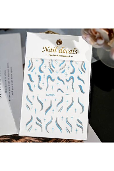 delis Marquise nail stickers, STICKER58, Blue/Silver