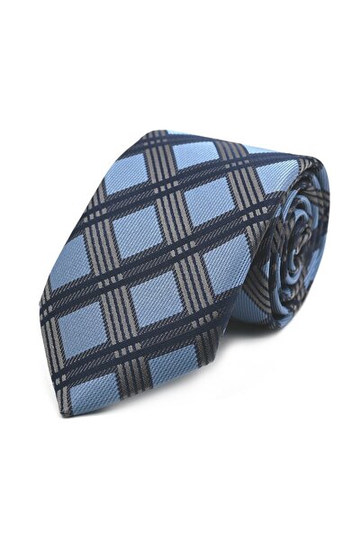 Sade Kravat Blue Navy Blue Gray Plaid Pack Tie 32779 Blue