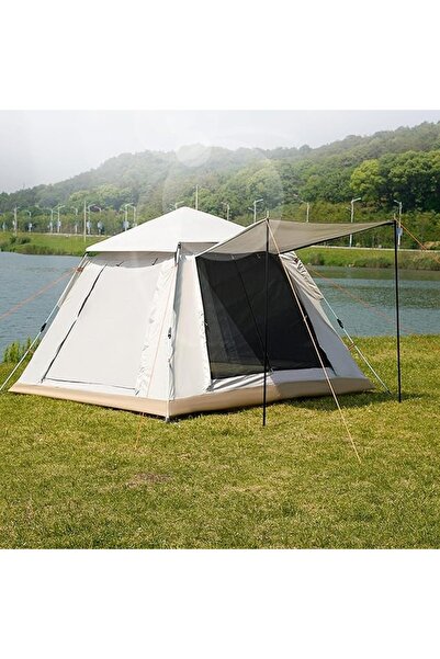 FOXMAG24 Cort de camping pentru 4 persoane, cu 2 uși, 200x200x150cm, gri 8466